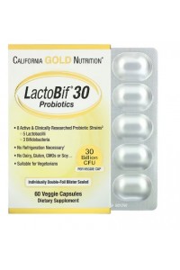 Probióticos LactoBif, 30 mil millones de UFC, 60 cápsulas vegetales california gold nutrition