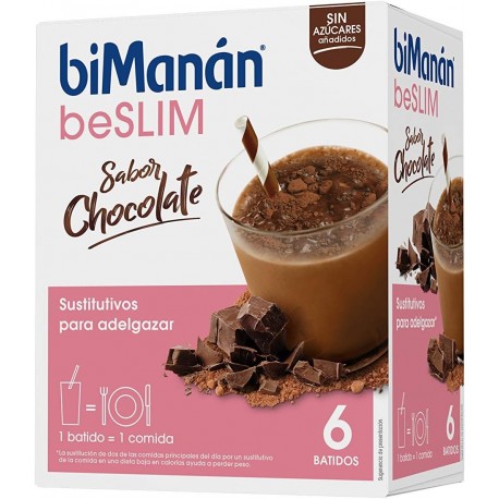 biManán - beSLIM Batido de Chocolate, Batidos Sustitutivos de Comidas para  Adelgazar, Bajos en Calorías, Ayudan a