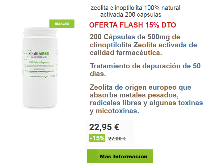 ZEOLITA-CLINOPTILOLITA 100% NATURAL ACTIVADA 200 CÁPSULAS
